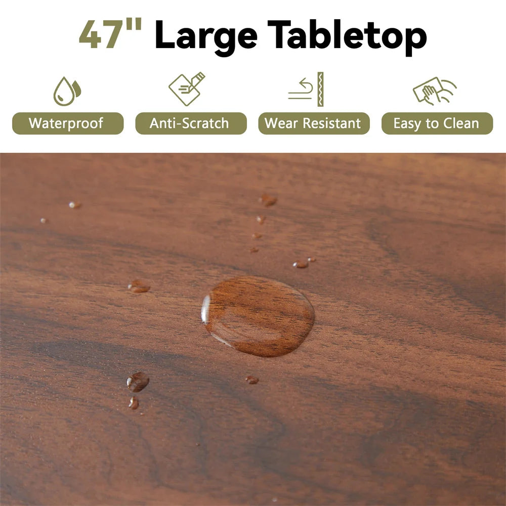 47 Inch Farmhouse Round Fluted Dining Table Circle Kitchen Table with Wooden Pedestal Base