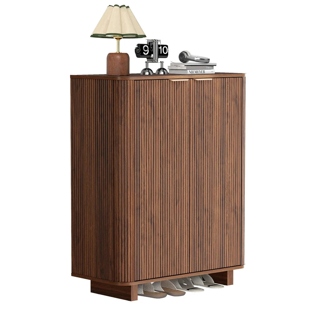 5 Tier 39'' Tall Freestanding Modern Fluted Entryway Shoe Cabinet with 3 Adjustable Shelves