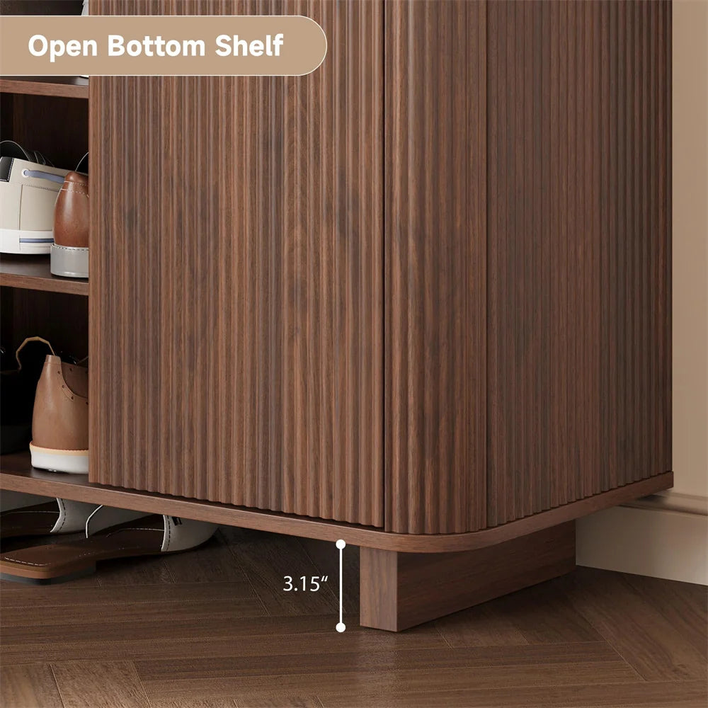 5 Tier 39'' Tall Freestanding Modern Fluted Entryway Shoe Cabinet with 3 Adjustable Shelves