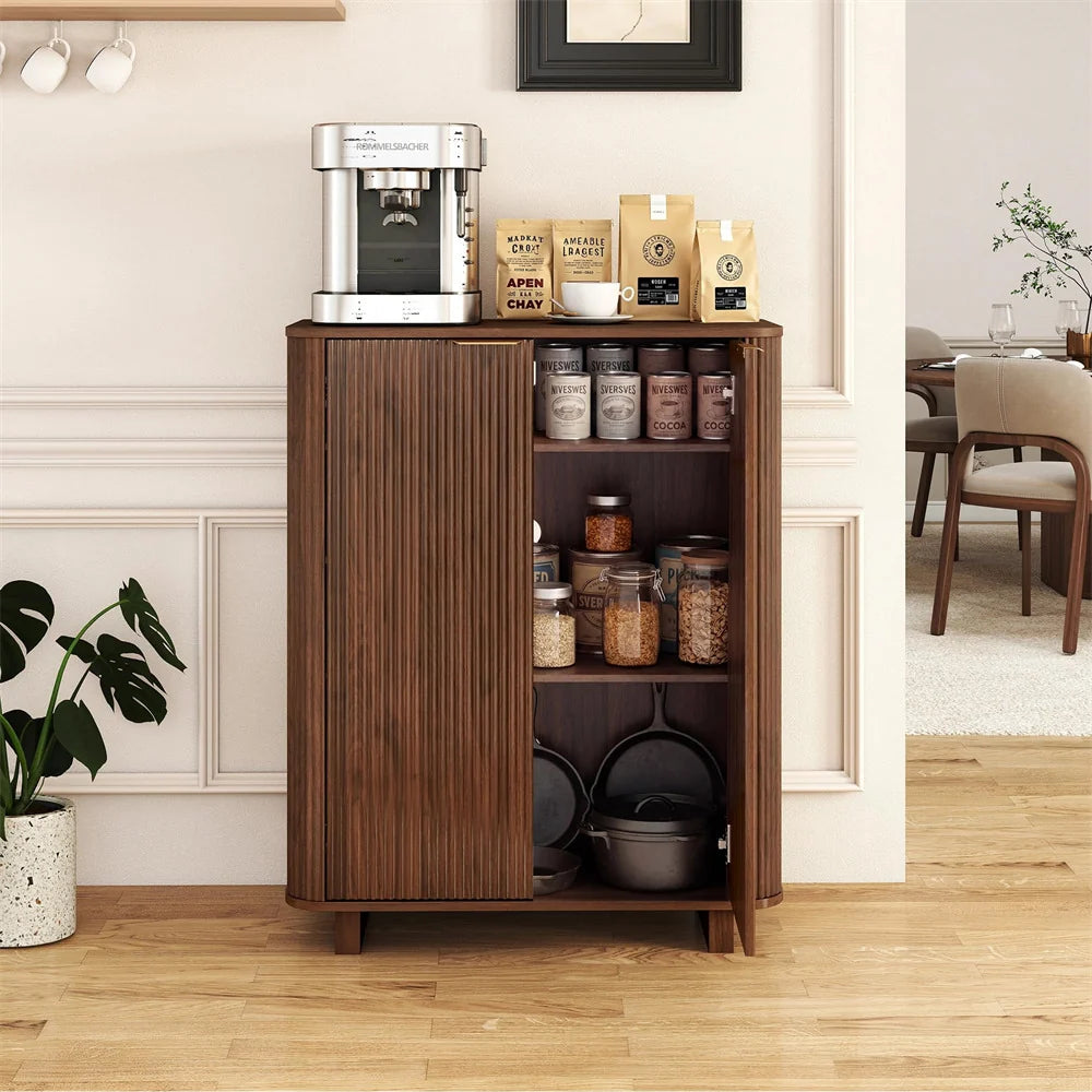 5 Tier 39'' Tall Freestanding Modern Fluted Entryway Shoe Cabinet with 3 Adjustable Shelves
