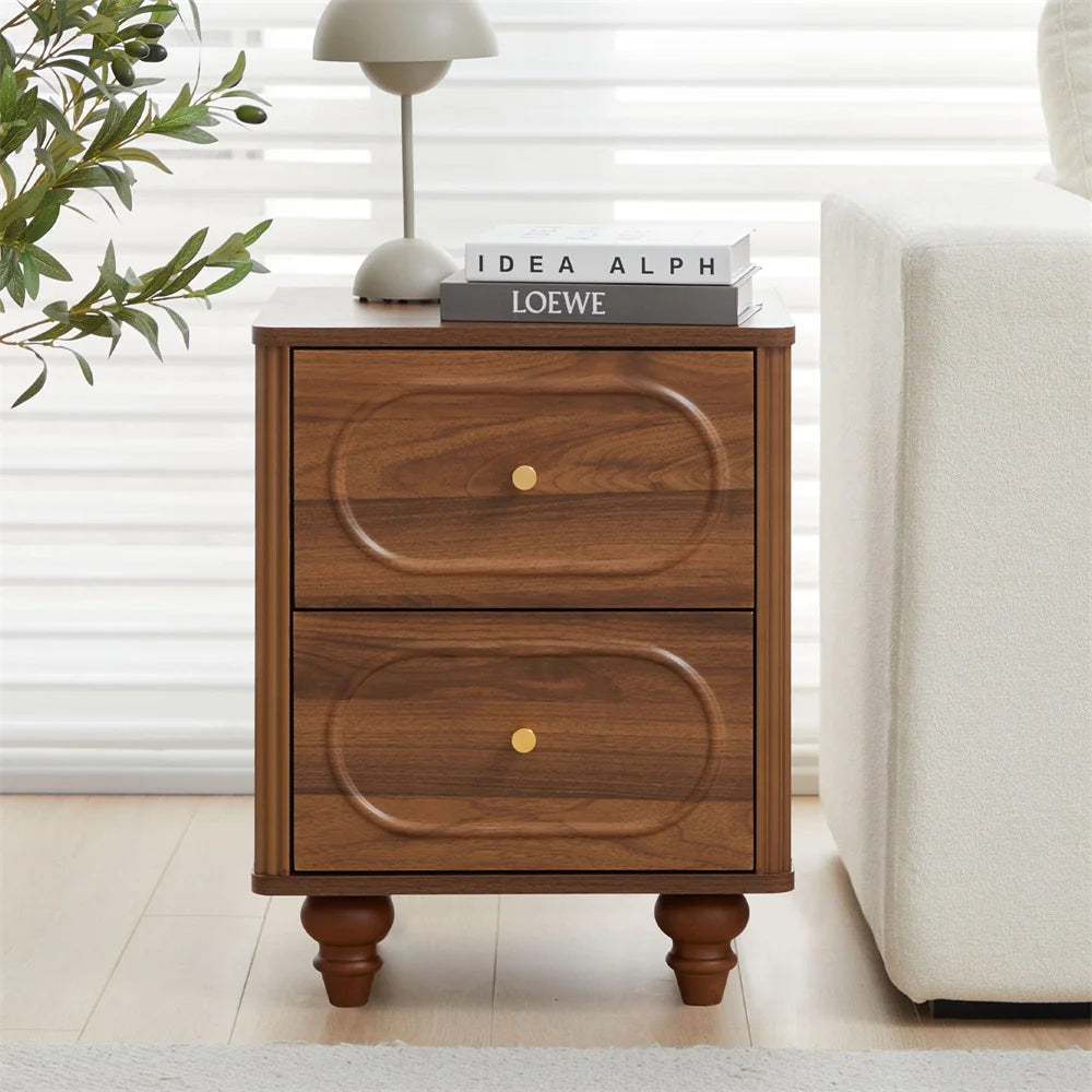 Mid Century Modern 2 Drawer Fluted Nightstand